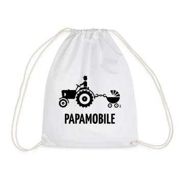 Popemobile (Traktor & Kinderwagen / Schwarz) - Turnbeutel - Weiß - Vorne
