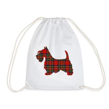 Tartan Scottie Hund | Pyrenäen-Linienlabor - Turnbeutel - Weiß - Vorne