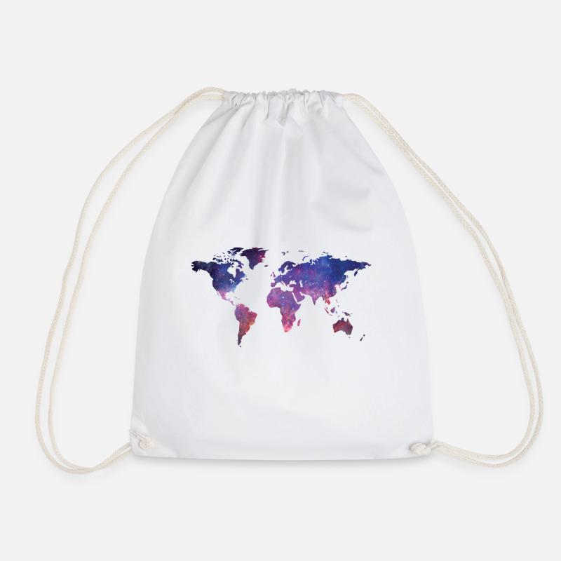 World Gift Continents Map - Drawstring Bag - white