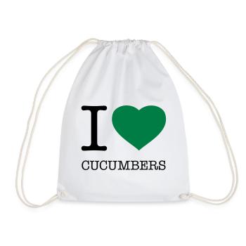 I LOVE CUCUMBERS CUCUMBER CUCUMBER - Drawstring Bag - white - Front
