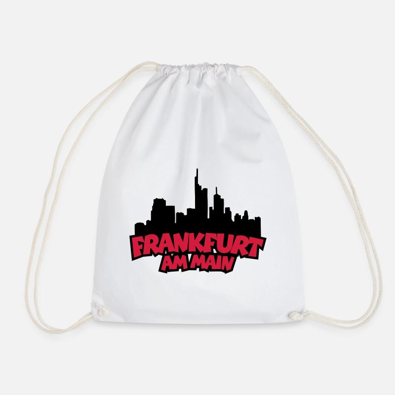 Frankfurt Skyline (Black / Red) - Drawstring Bag - white
