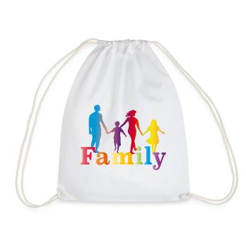 famille colorée,père,mère,fille et fils - Sac de sport léger - blanc - Devant