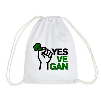 Vegan Vegetarian Vegan Yes, ve gan animal lover - Drawstring Bag - white - Front