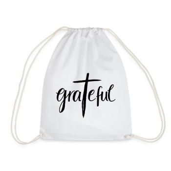 Grateful - Drawstring Bag - white - Front