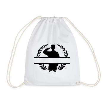 Soldier Respect salute in laurel wreath - Drawstring Bag - white - Front