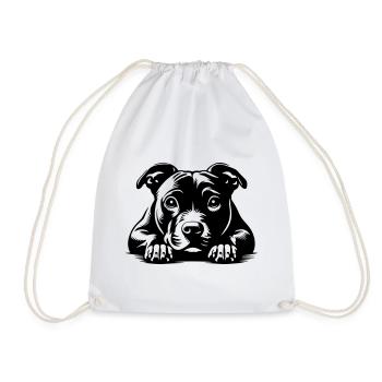 Staffordshire Bull Terrier Head with Paws - Drawstring Bag - white - Front