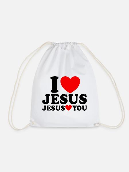 Ich liebe Jesus Jesus liebt dich Christlicher Glau - Turnbeutel - Weiß