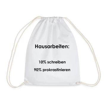 Unispruch "Hausarbeiten" Geschenk, Studenten - Turnbeutel - Weiß - Vorne