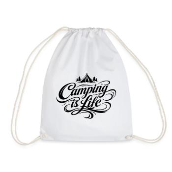 Camping Life Saying - Drawstring Bag - white - Front