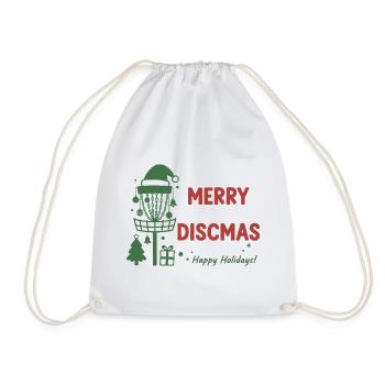 Fröhliche Discmas Frohe Feiertage Disc Golf Korb - Turnbeutel - Weiß - Vorne