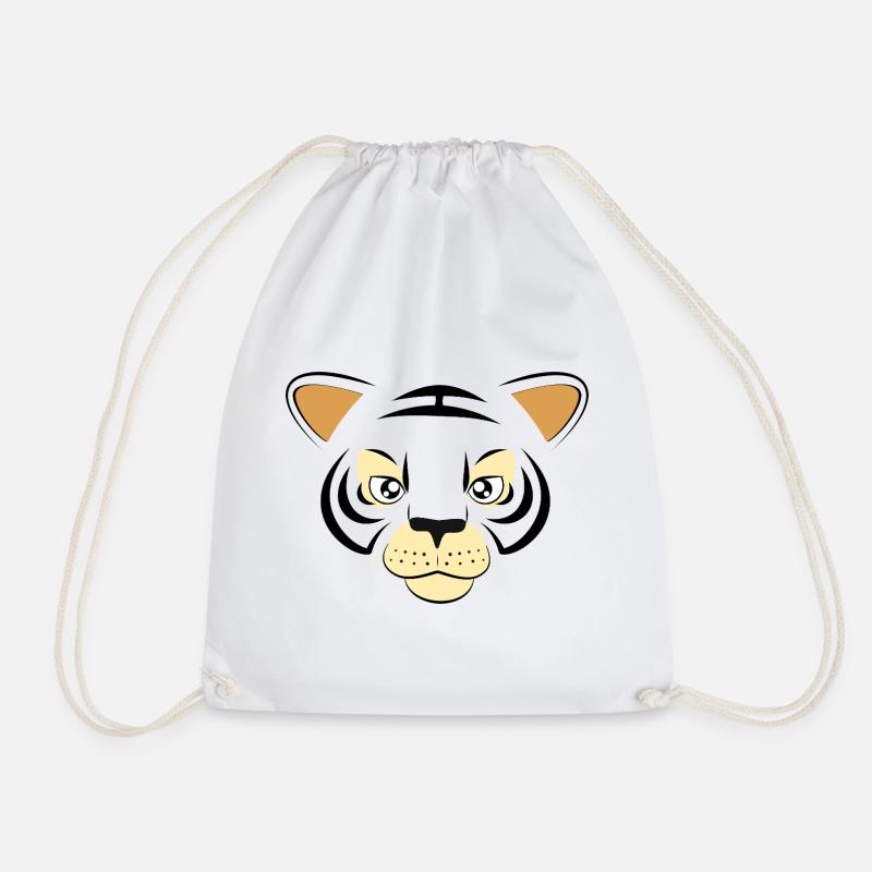 Cool Tiger Face Graphic Big Cat Wildlife Art - Drawstring Bag - white