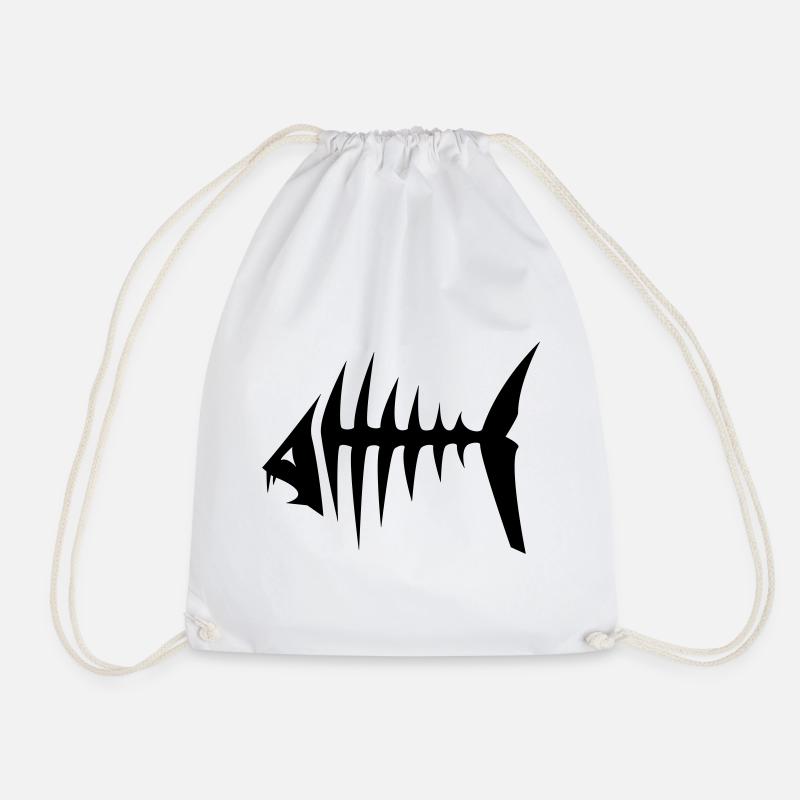 Piranha Fish - Drawstring Bag - white