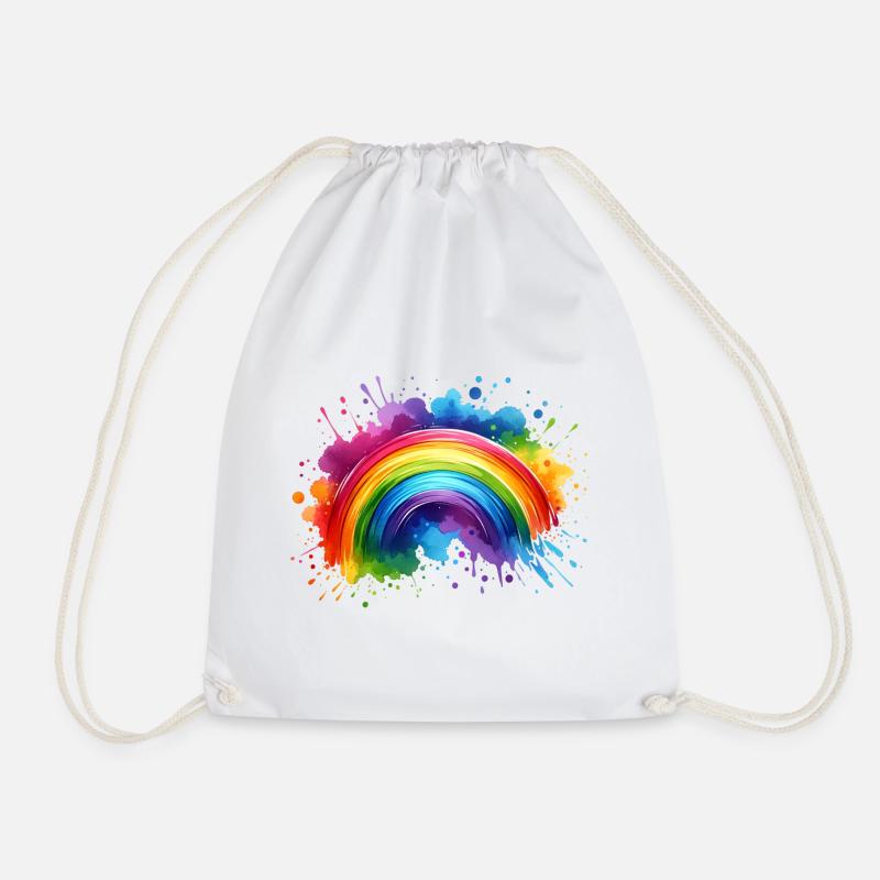 Regenbogen Watercolor Wasserfarben bunt - Turnbeutel - Weiß