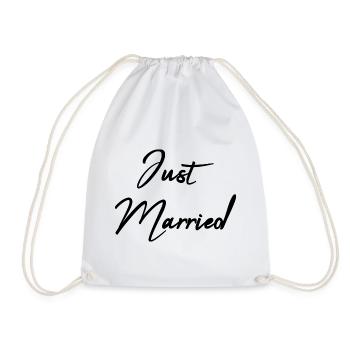 JUST MARRIED. Bachelorette party. VALENTINE'S DAY. COUPLE - Drawstring Bag - white - Front