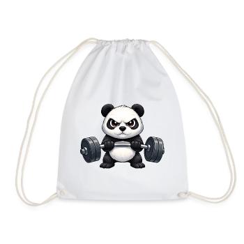 Cooler Panda Hantel Fitness Bodybuilder Training - Turnbeutel - Weiß - Vorne