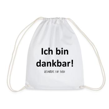 Ich bin dankbar! Besonders für Sushi - Affirmation - Turnbeutel - Weiß - Vorne