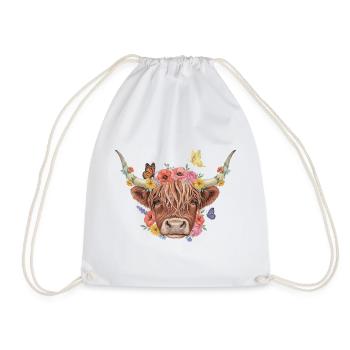 Bovins des Highlands à couronne de fleurs - Sac de sport léger - blanc - Devant