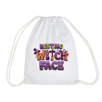 Resting Witch Face – lustiger Halloween-T-Shirt-Zaun - Turnbeutel - Weiß - Vorne