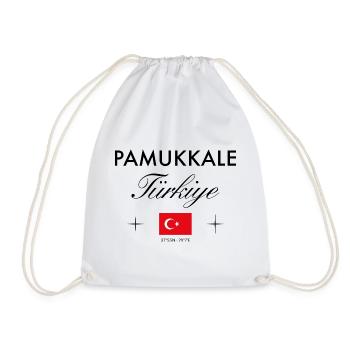 Pamukkale Turkey Coordinates Travel Souvenir - Drawstring Bag - white - Front