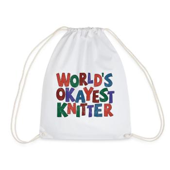 World’s okayest Knitter - Turnbeutel - Weiß - Vorne