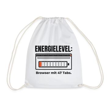 Energielevel: Browser mit 47 Tabs – Shirt - Turnbeutel - Weiß - Vorne
