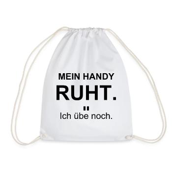 Mein Handy ruht – Ich übe noch – schwarz - Turnbeutel - Weiß - Vorne