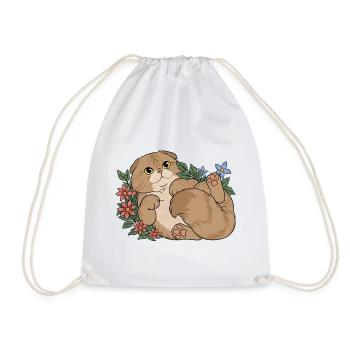 Florales Scottish Fold-Kätzchen - Turnbeutel - Weiß - Vorne