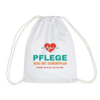 Pflege – Herz mit Schichtplan - Turnbeutel - Weiß - Vorne