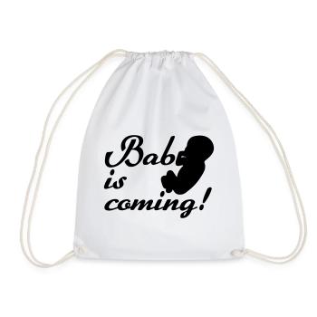 Bébé arrive Naissance, Grossesse, Cadeau - Sac de sport léger - blanc - Devant