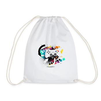 Gamepad Controller Colorful - Drawstring Bag - white - Front