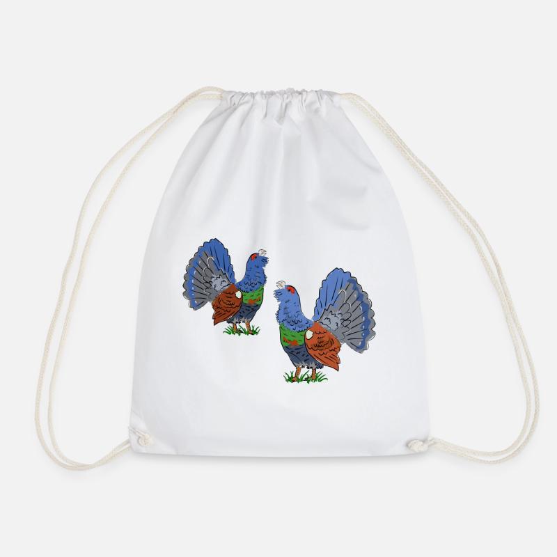 Fascinating Capercaillie Duo Illustration - Drawstring Bag - white