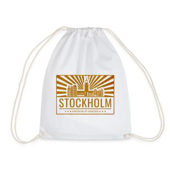 Stockholm Skyline Vintage Siebdruck - Turnbeutel - Weiß - Vorne