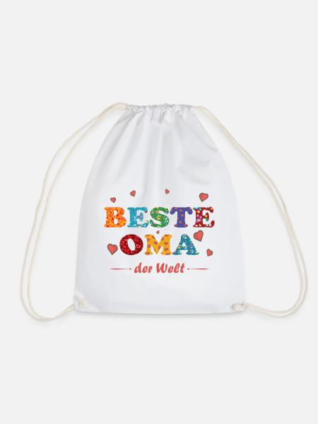 Beste Oma - auf der ganzen Welt - Danke - Turnbeutel - Weiß