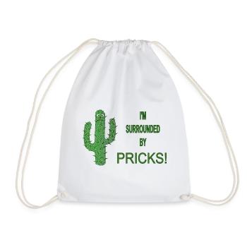 Funny Cactus Surrounded by Pricks Slogan - Drawstring Bag - white - Front