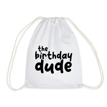 the birthday dude birthday boy guy icon funny - Drawstring Bag - white - Front