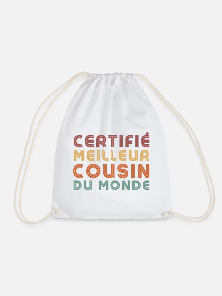 Certified Best Cousin in the World - Drawstring Bag - white