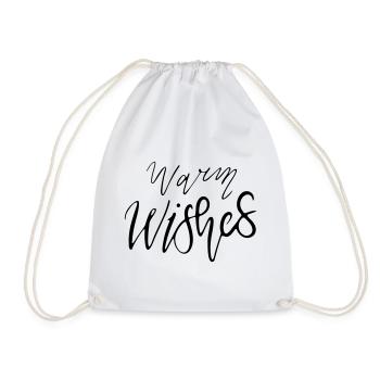 Warm Wishes – Handlettering Design Multi-Color Var - Drawstring Bag - white - Front