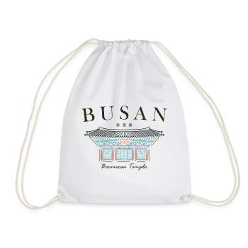 Busan, Corée du Sud, Temple dessiné à la main - Sac de sport léger - blanc - Devant