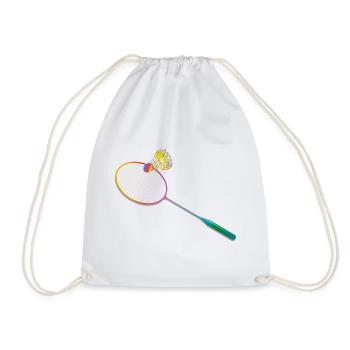 Raquette de badminton colorée avec motif sportif de badminton - Sac de sport léger - blanc - Devant