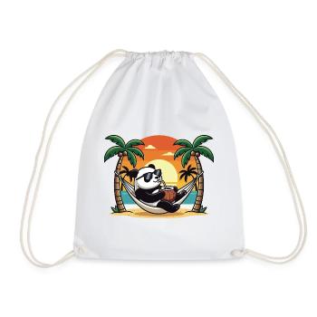 Vacances d’été du panda drôle sur le hamac de la plage - Sac de sport léger - blanc - Devant