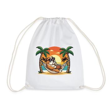 Drôle de bouledogue sur le hamac de plage pendant les vacances d’été - Sac de sport léger - blanc - Devant