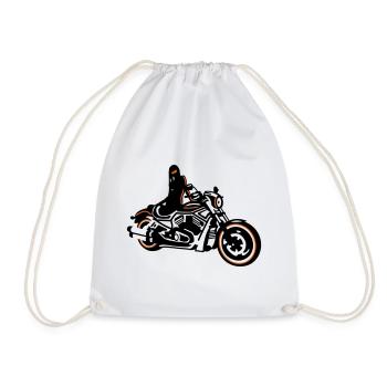 Motorcyclist - Drawstring Bag - white - Front