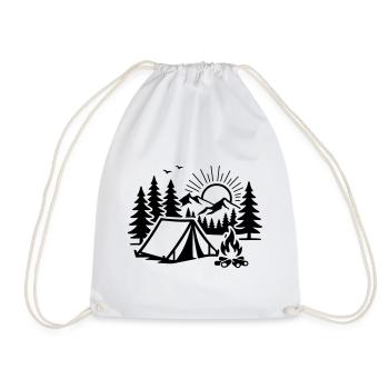 Tent Nature Outdoor Camp - Drawstring Bag - white - Front