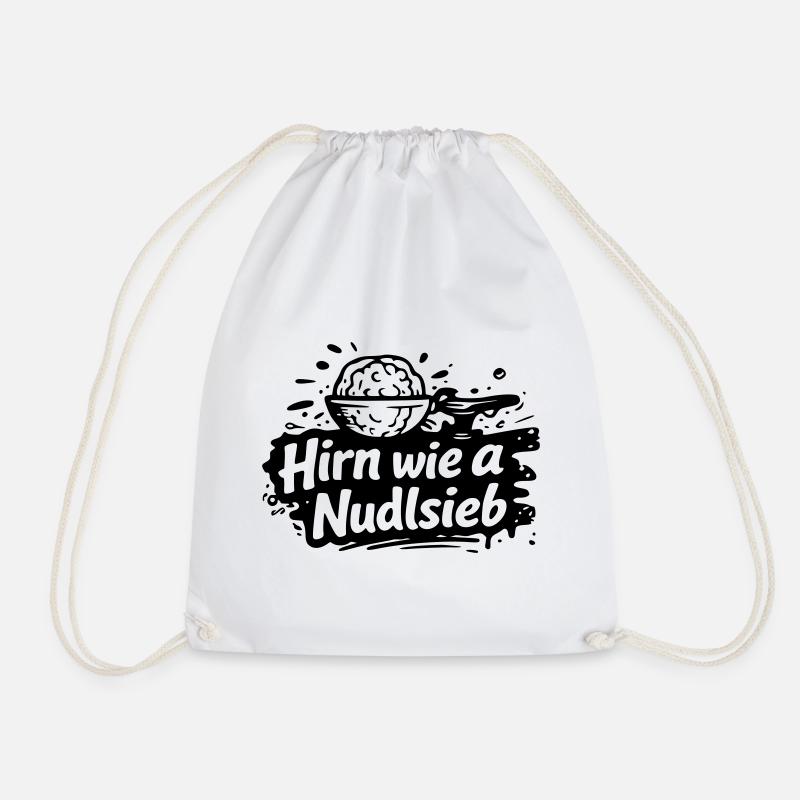 Brain like a pasta strainer - Drawstring Bag - white