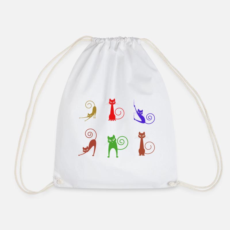 feline - Drawstring Bag - white