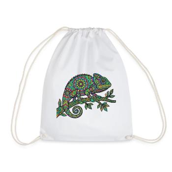 Mandala Chameleon Colorful Psychedelic - Drawstring Bag - white - Front