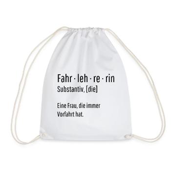 Fahrlehrerin Substantiv Definition Geschenk - Turnbeutel - Weiß - Vorne