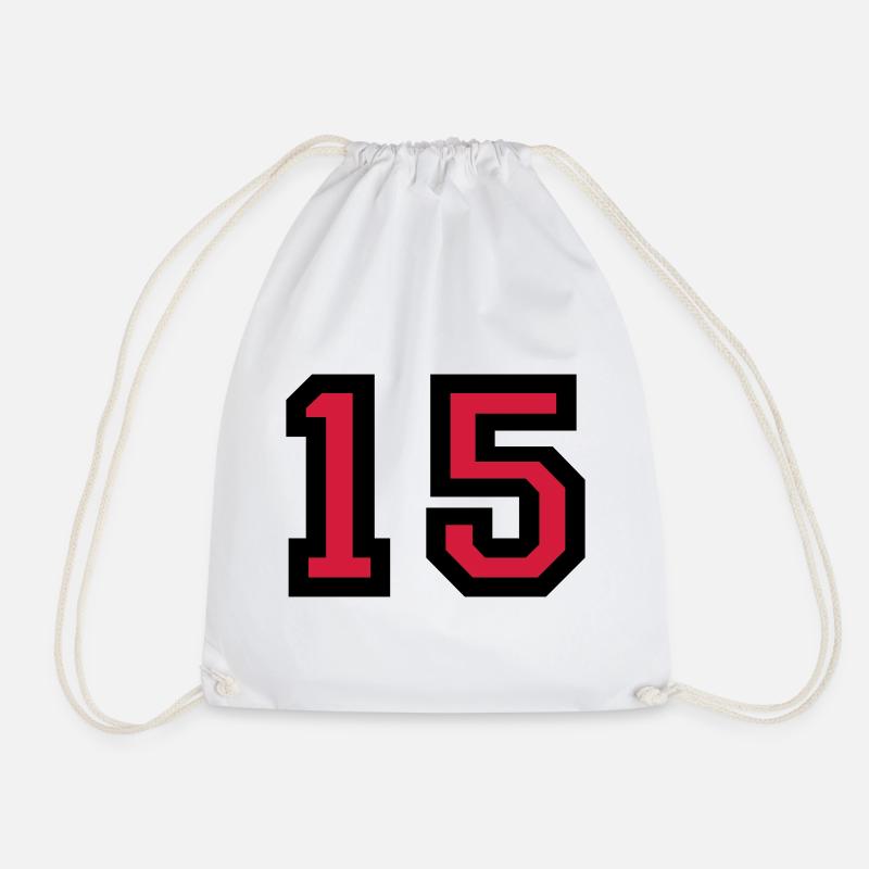 The number 15 - number fifteen - Drawstring Bag - white