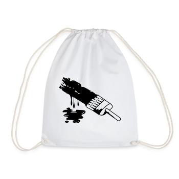 A brush and dripping paint - Drawstring Bag - white - Front