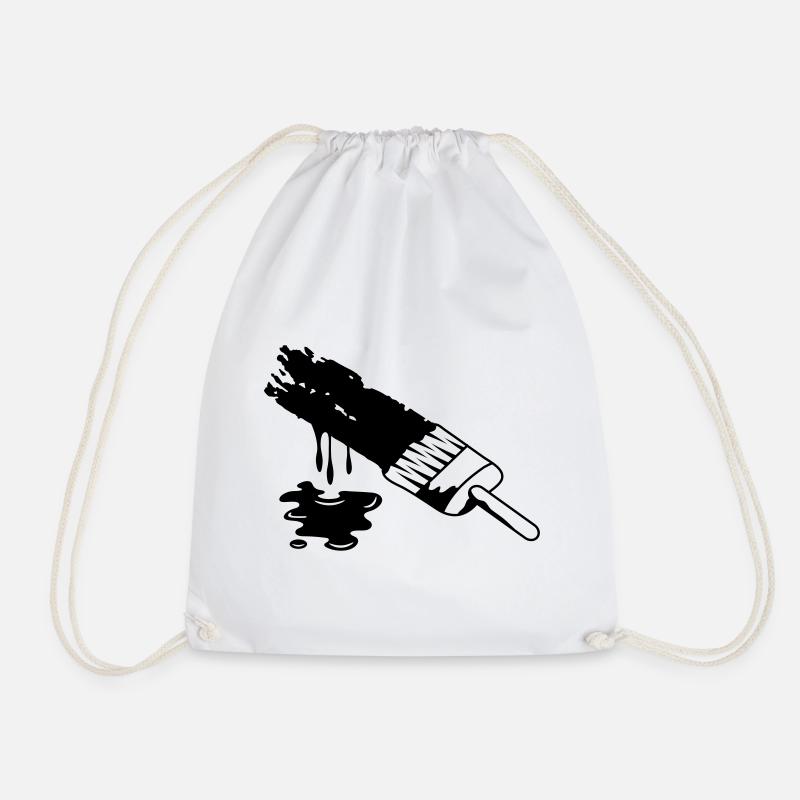 A brush and dripping paint - Drawstring Bag - white